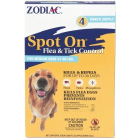 Zodiac Spot on Flea & Tick Controller for Dogs (Option: Medium Dogs 3160 lbs (4 Pack))