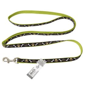 Pet Attire Ribbon Brown Paws & Bones Nylon Dog Leash (Option: 6' Long x 5/8" Wide)