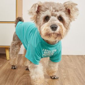 Pet Tee With "I Still Live With My Parents" Dog Printed Clothes; For Small & Medium Dogs (size: L)