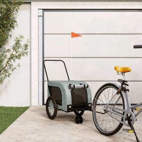 Pet Bike Trailer Gray and Black Oxford Fabric and Iron (Color: Gray)