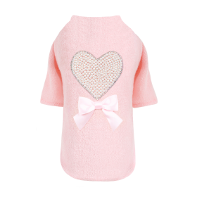 Pearl Heart Dog Sweater (Color: Peach, size: XXS)